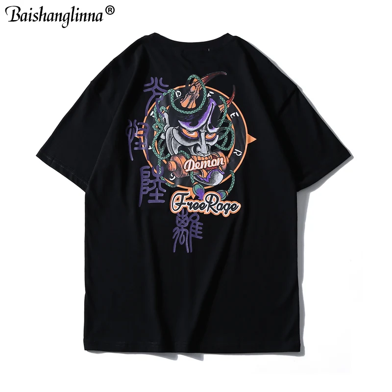 Baishanglinna Ghost напечатаны короткий рукав хлопок футболки уличная Harajuku Хип Хоп повседневные футболки для мужчин 2019 летние футболки