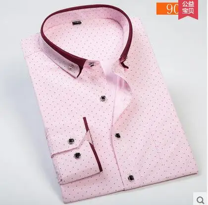 Новое поступление, осенняя рубашка мужская с принтом, с длинным рукавом, очень большая официальная рубашка, очень большая Модная рубашка в горошек, Большие Размеры M-8XL9XL - Цвет: 908