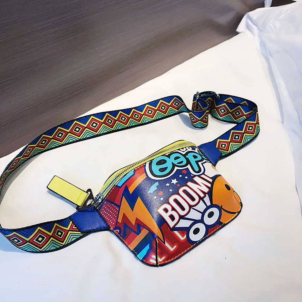 2019 Women's chest bag shoulder bag city walking pack graffiti printed wide shoulder strap city bag fanny pack for women 40J4 (6)