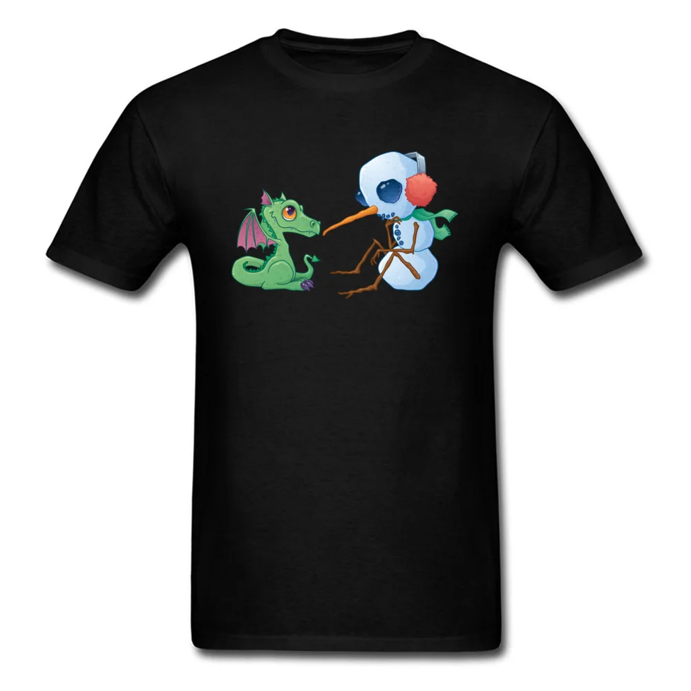 Brand New Men T-Shirt Crew Neck Short Sleeve 100% Cotton Fabric Snowman and Dragon Tops Shirt Europe T-Shirt Top Quality Snowman and Dragon black
