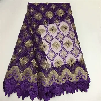 

2019 Lace Fabric High Quality, Newest Lace Party Fabric,beads Big stone African French Lace Fabric gold, green, purple