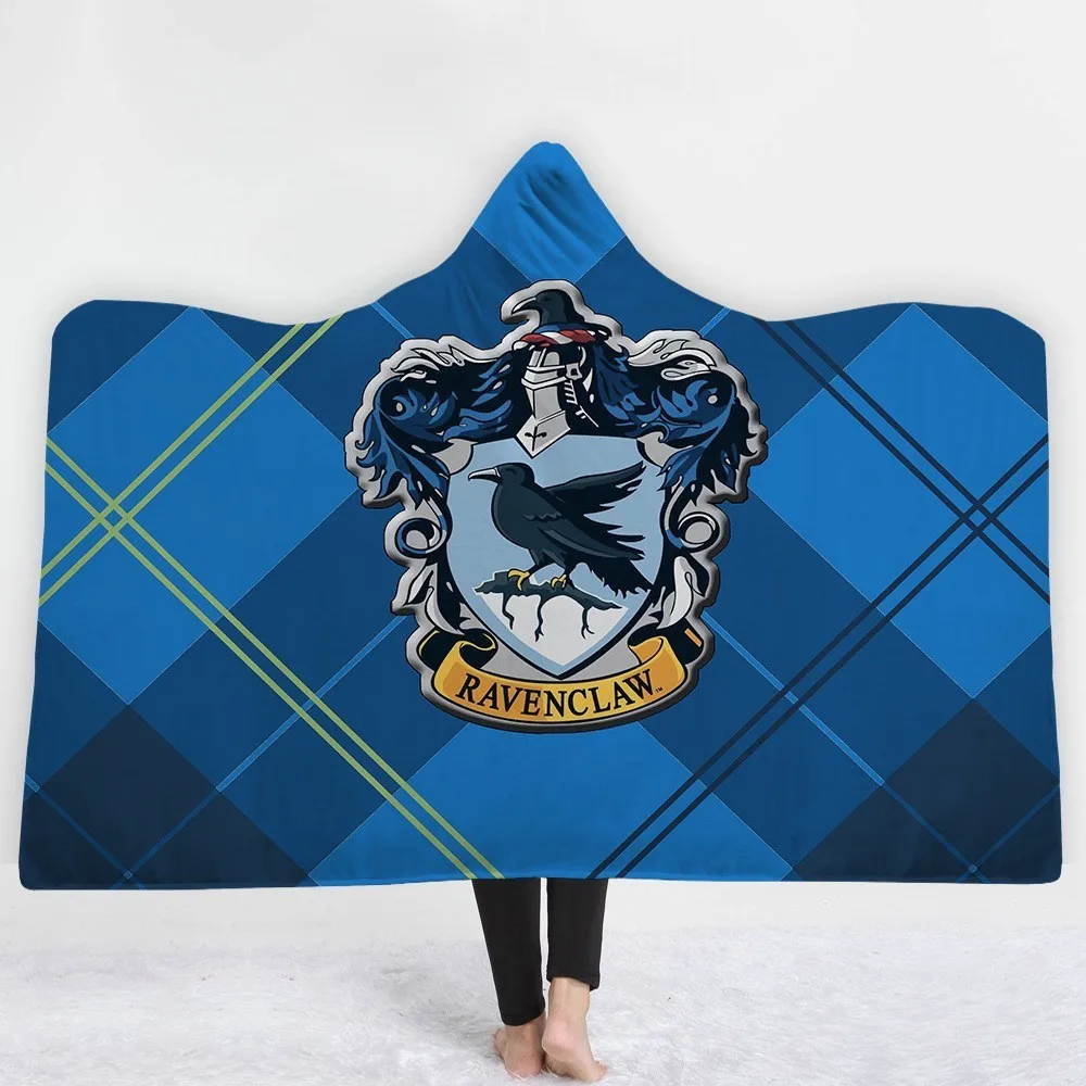 

Harry Cartoon Potter Gryffindor Slytherin Ravenclaw Hufflepuff Printed Plush Hooded Blanket Warm Wearable Throw Movie Character
