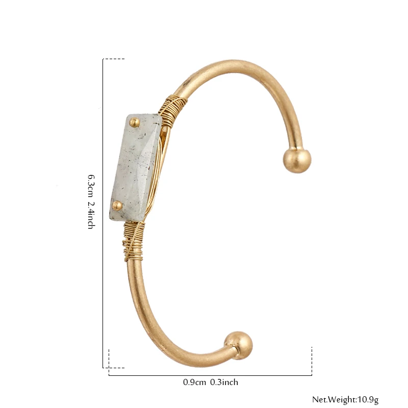 Yhpup Топ Новинка корейский винтажный натуральный камень брендовые открытые манжеты браслеты для женщин очаровательный золотой браслет вечерние ювелирные изделия