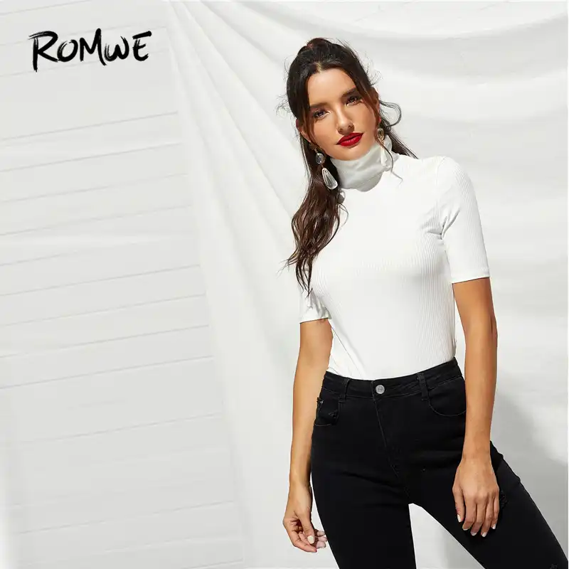 high neck white t shirt