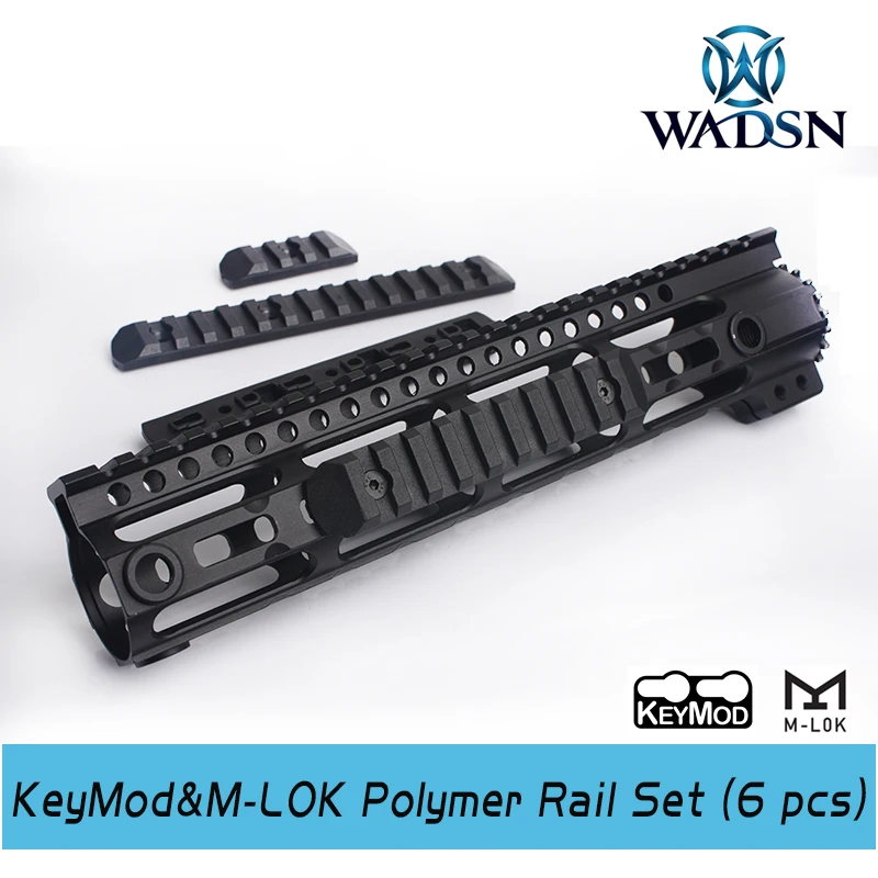 

WADSN Tactical Airsoft KeyMod&M-LOK Polymer Rail Set (6 pcs) Picatinny Rail Cover Handguard Protection Mount MP02013