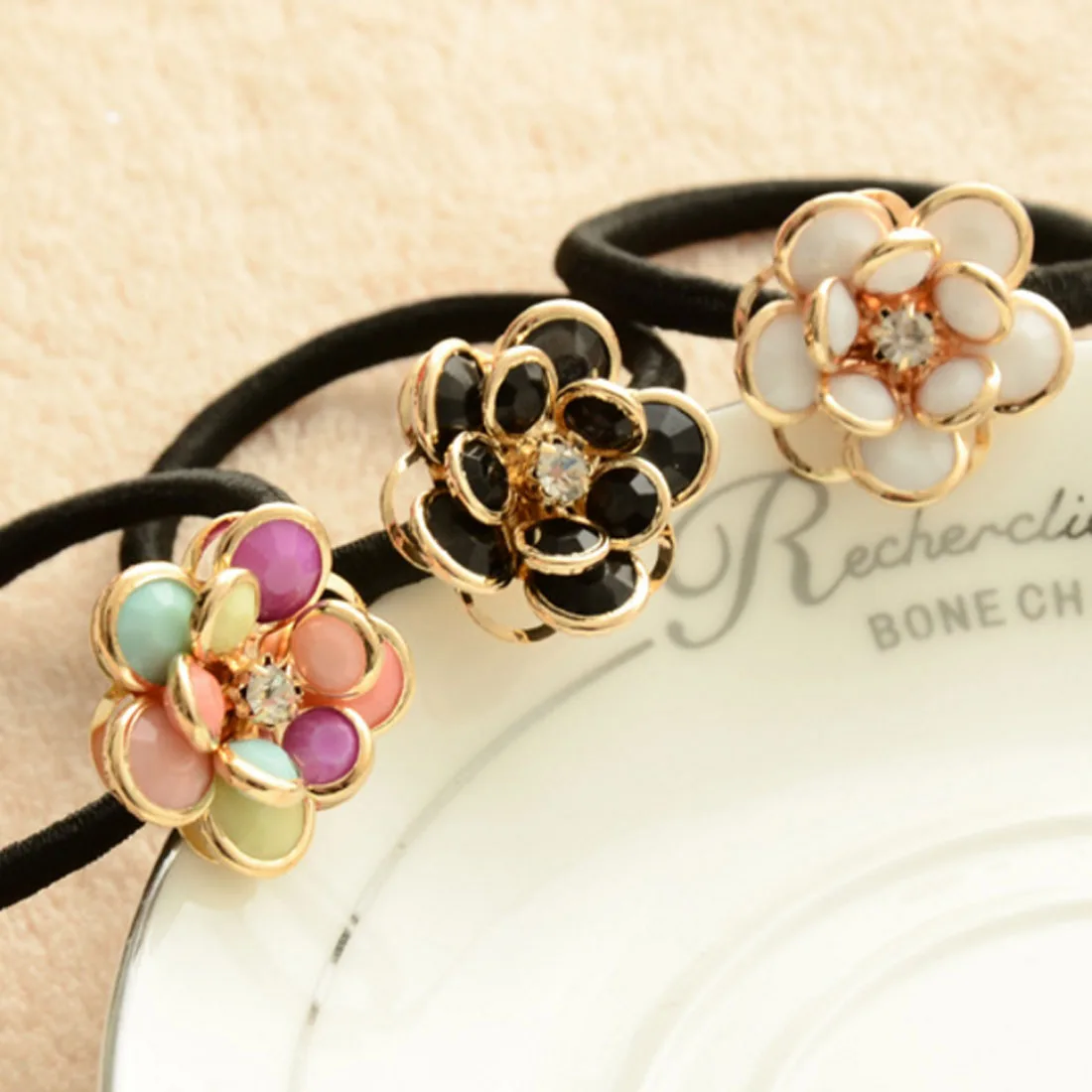 Girl Elastic Hair Bands Flower Cute Scrunchy For Women Elegant Gum For