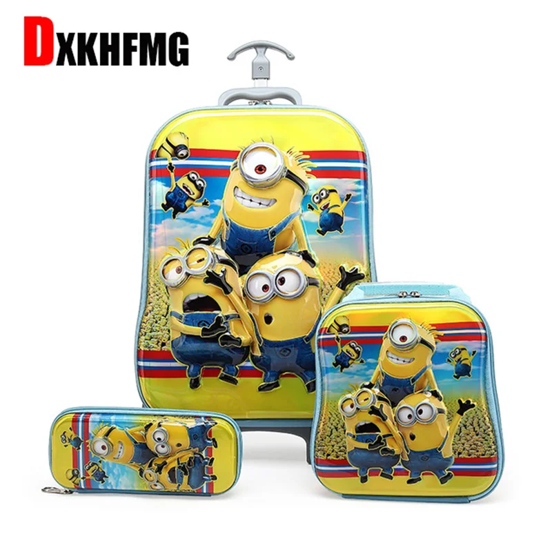 

2019 Hot 3PCS/set 3D Stereo Trolley Case Cute Hello Kitty Anime Kids Travel Suitcase Girl Cartoon Luggage EVA Children Schoolbag