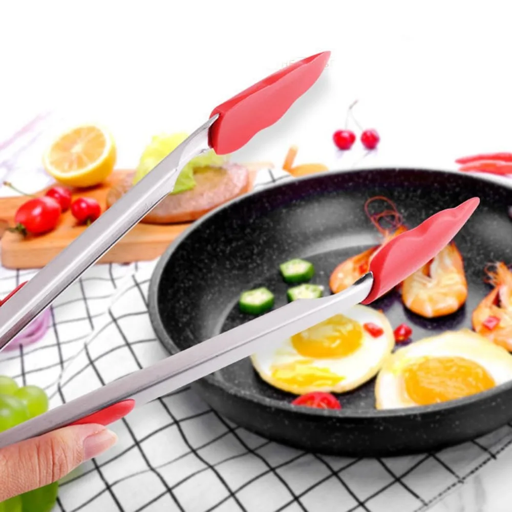 Multifunctional Cooking Food Tongs Clamp Stainless Steel Handle Food