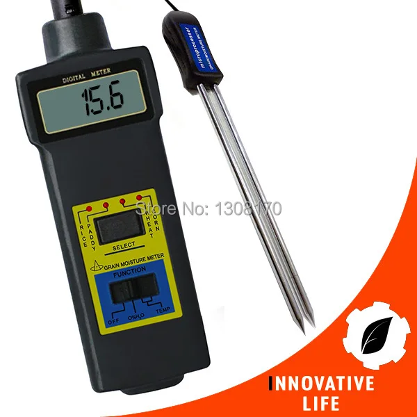 Digital Grain Temperature 8 ~ 20% Moisture Meter Tester Rice Corn Wheat Paddy digital multi grain moisture meter tester rice wheat rye peas corn oat 6 30% tk25g