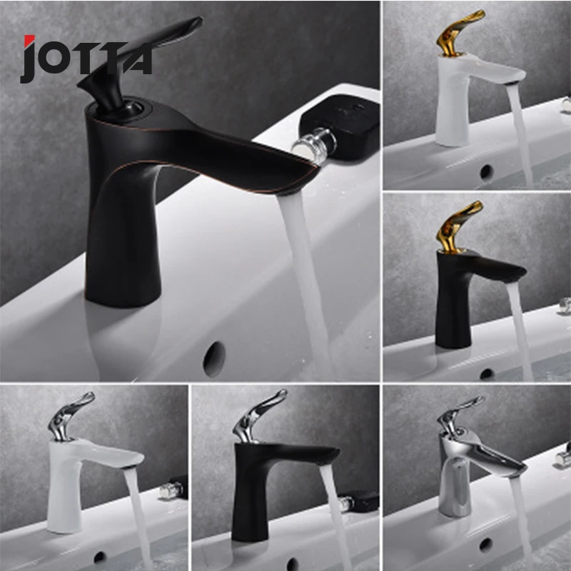 Black simple matt frosted faucet washbasin paint hot and cold faucet