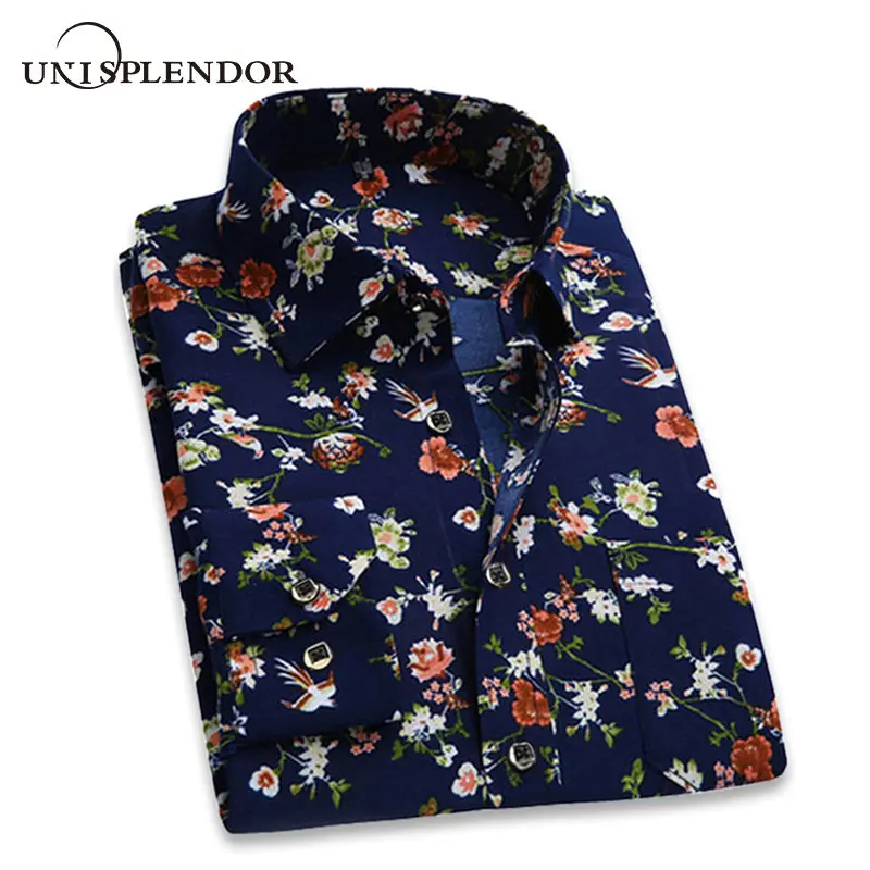 Agora Poykamisa 2019 Retro Floral Printed Man Casual Shirts