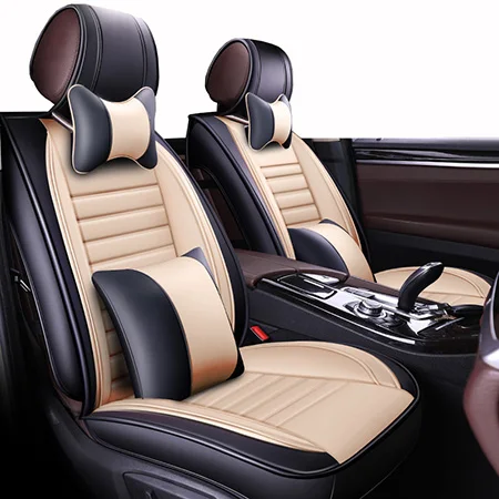 Beige Luxury Передняя+ задняя) кожаные чехлы для сидений для Jeep grand Cherokee Compass commander Renegade, Wrangler 2010 2009 2008 2007 - Название цвета: Beige Luxury