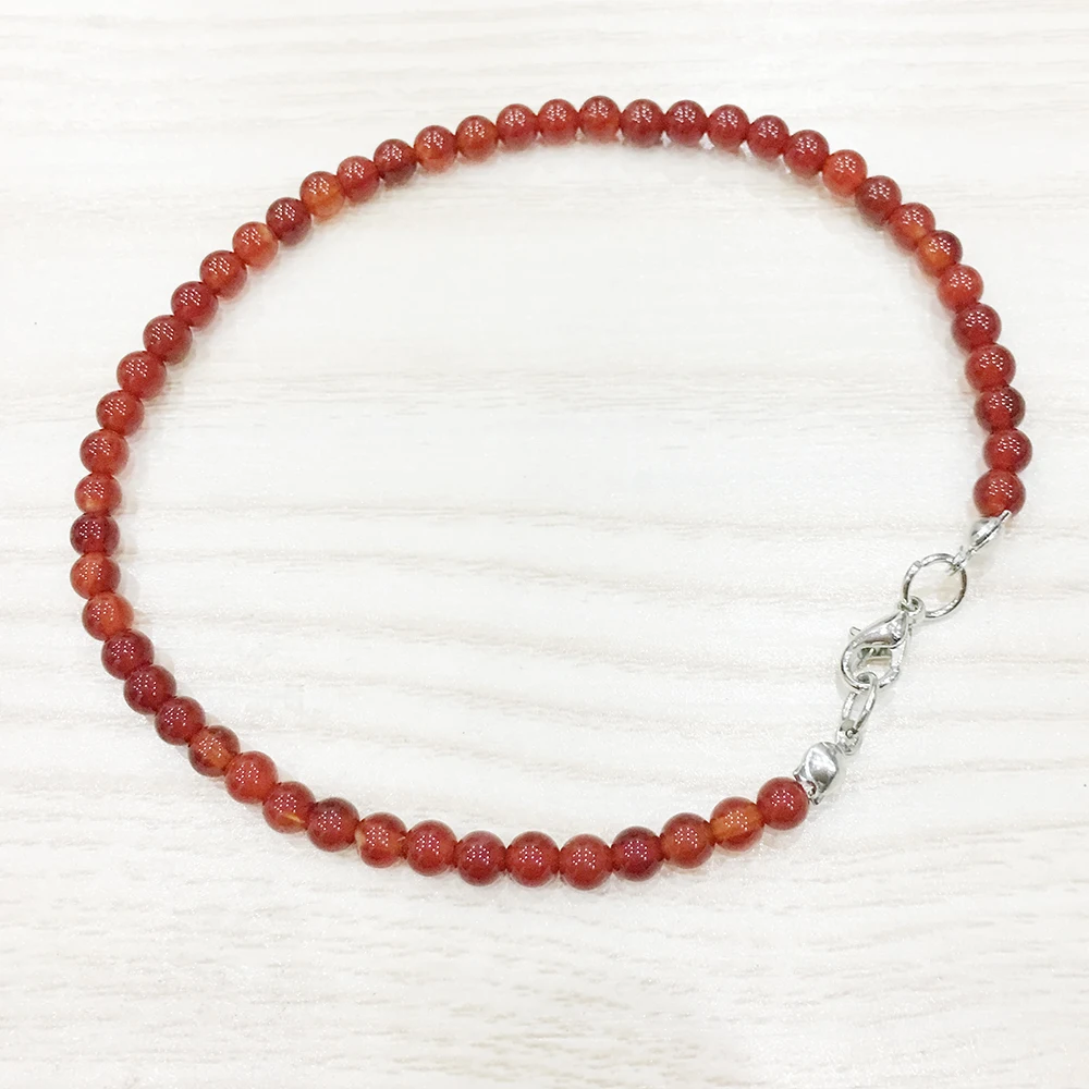 Ruberthen Carnelian ножной браслет 4 мм модный каменный браслет мини драгоценный камень энергетические ювелирные изделия