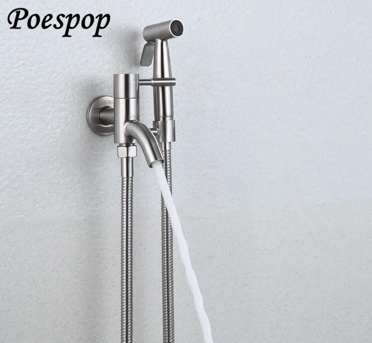 POSEPOP Нержавеющая сталь Ванная комната ручные биде на унитаз из комплект