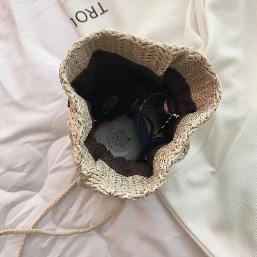 Женские пляжные сумки из ротанга Джокер через плечо с завязками пельменей для