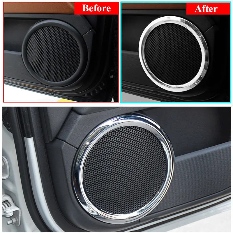 ABS Chrome Car Door Stereo Speaker Collar Cover Trim Bezel Fit For 2007