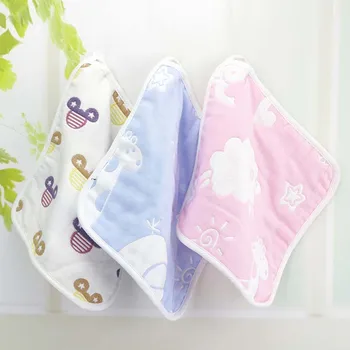

Summitkids six layer towel hanging button mushroom baby slobber cotton gauze towel 25*25CM