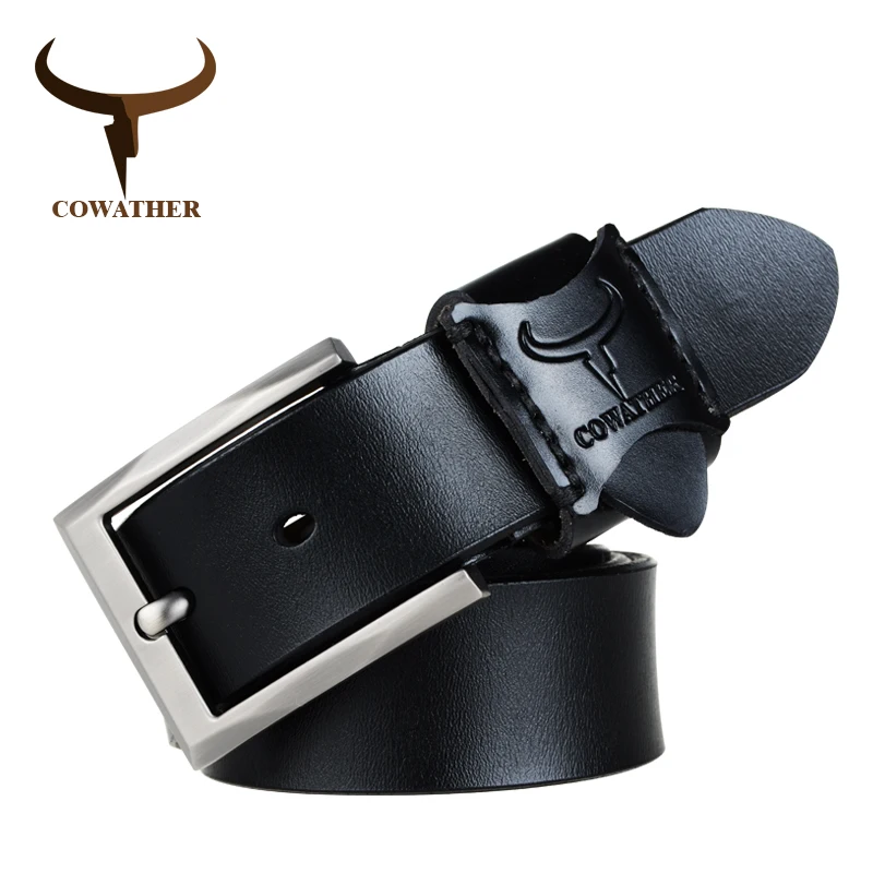 

COWATHER pin buckle cow genuine leather belts for men high quality male strap alloy new arrival cinturones hombre free shipping