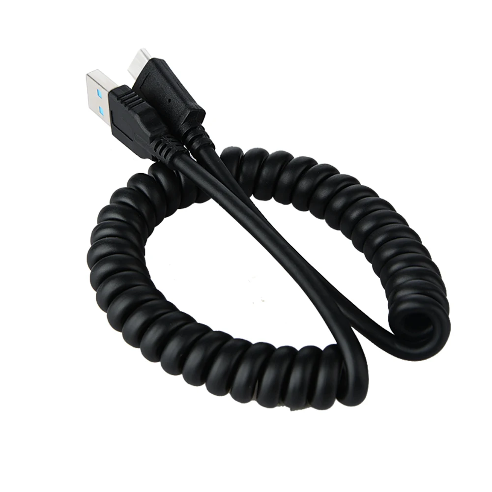 1.2M USB Type C Cable Spring Coiled Data Extension Cable USB 3.0 Male