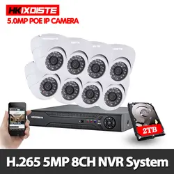 H.265 8CH 5.0MP 1080P POE NVR CCTV система безопасности набор 5.0MP аудио запись NVR IP камера P2P Открытый комплект видеонаблюдения