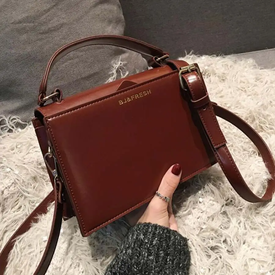 

Casual Pu Small Square Bag Women Handbag Fashion Dark Color Shoulder Messenger Bags Lady Chic Crossbody Bags Korean Style Clutch