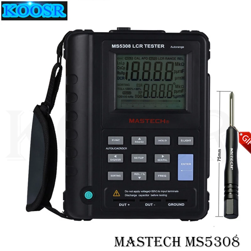 

Mastech MS5308 Handheld Professional Auto Range Digital LCR Meter Inductance Capacitance Resistance Tester 100Khz