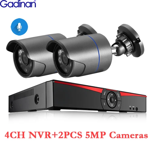 H.265 Surveillance System 4CH 5.0MP POE NVR Kit Indoor Outdoor Bullet Audio Record 5MP 3MP IP Camera IR Night P2P Video Set 