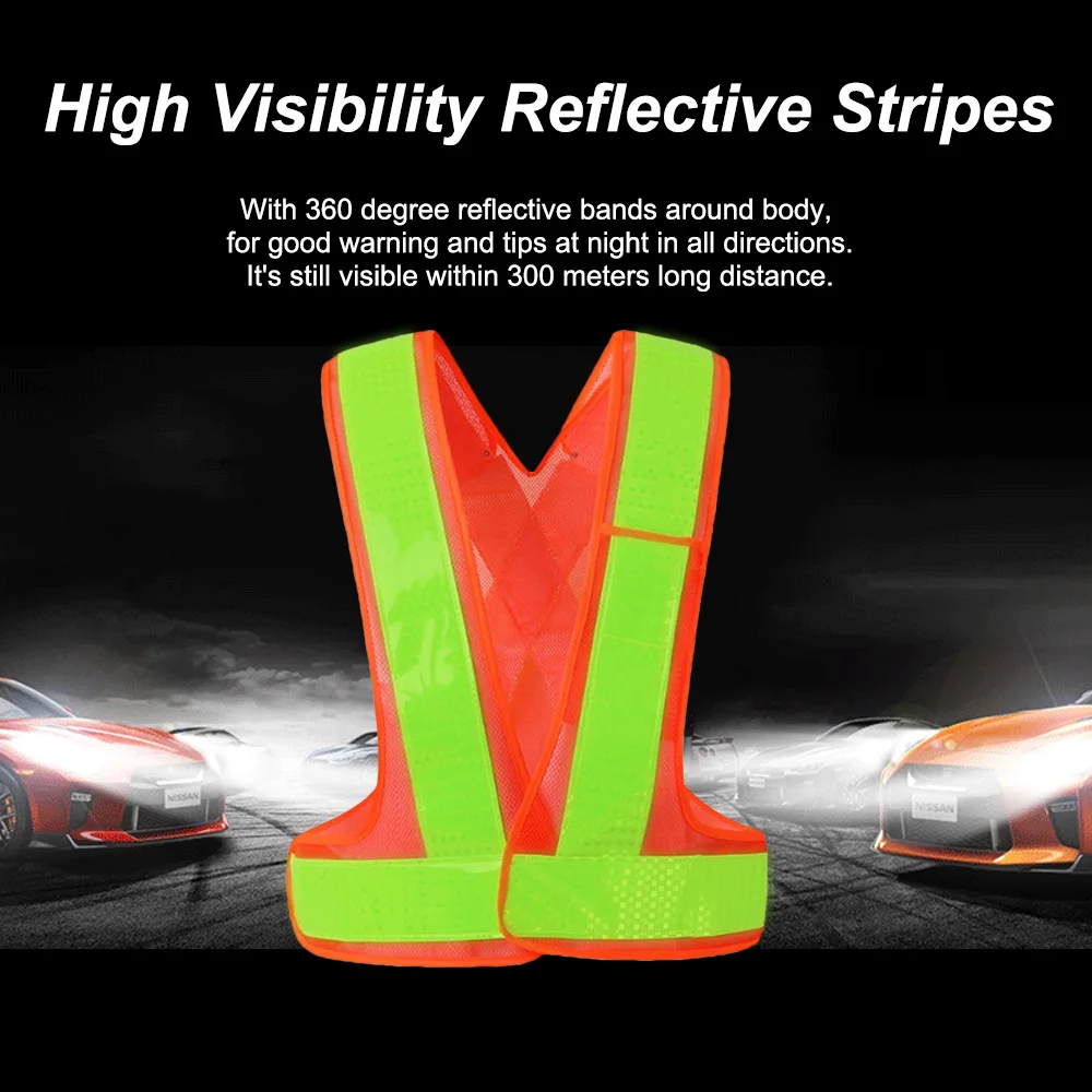 V-образный светоотражающий жилет безопасности ночной бег защитная одежда в дорожном движении высокая видимость светоотражающий жилет ночной