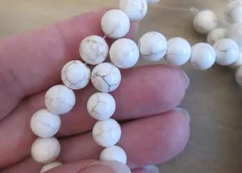 

8mm Round Magnesite Beads, White, Stabilized - Available in 1/2 & Full (16") Strand Lengths and Multi-Strand Pkgs