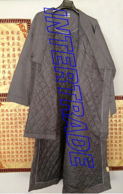 Унисекс коричневый/серый/желтый зимние теплые Монки robeslay zensuts буддистская Униформа буддистская медитация Боевая куртка высокого качества - Цвет: gray