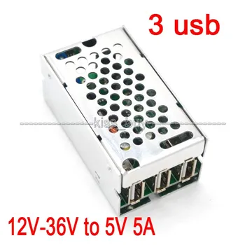 

dc 12V-36V to 5V 5A power buck module 3 USB for car Android Apple phone charger 24V Charging