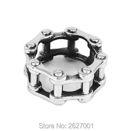 Wholesale Motorcycle Biker Chain Ring Stainless Steel Jewelry Silver Black Bicycle Chain Ring Motor Biker Mens Boys Ring SWR0680
