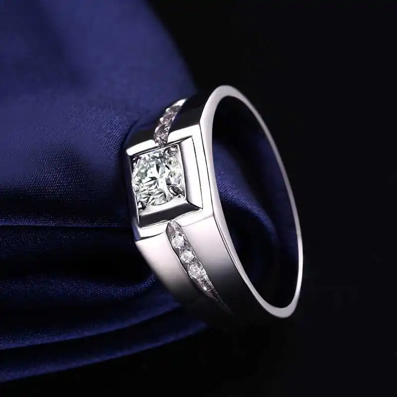 Solitaire male ring 925 Sterling silver 0.5ct AAAAA cz stone Engagement Wedding Band Rings for men Luxury Party Jewelry silver ring wedding rings silver rings