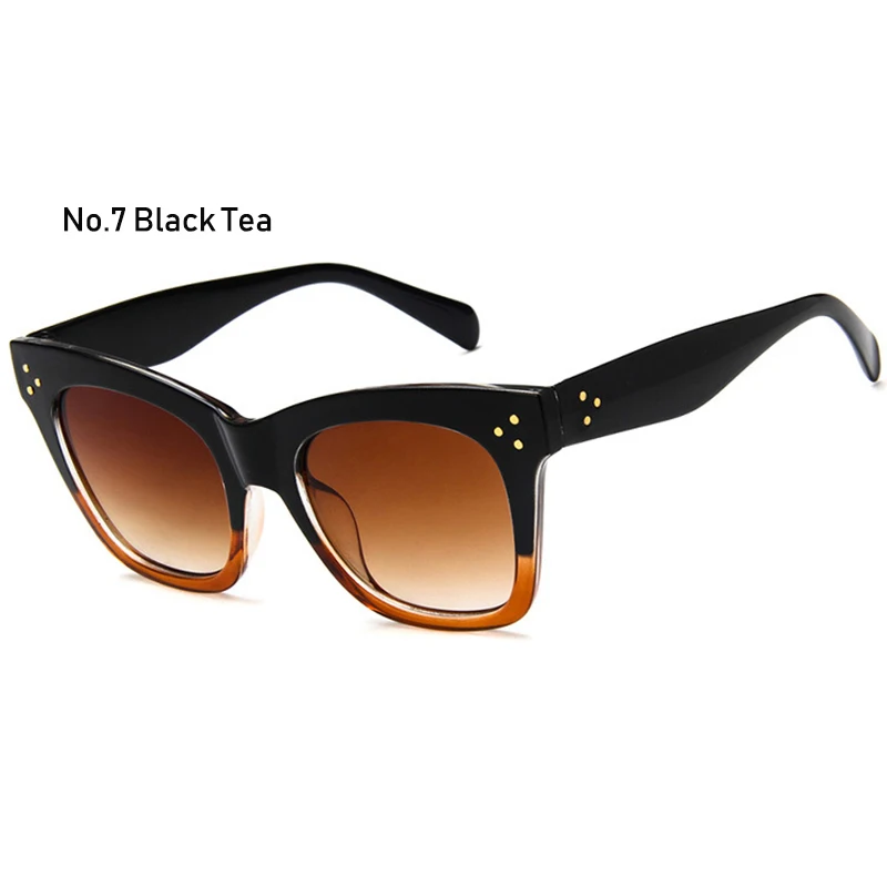 Womens Classic Retro Sunglasses Vintage Cat Eye Oversized Square Gradient Sun Glasses Shades Luxury Brand Designer Eyewear UV400 - Цвет линз: A7