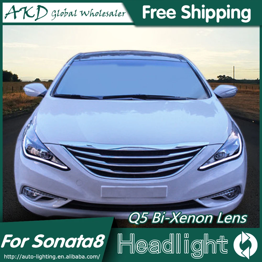 AKD автомобильный Стайлинг для hyundai Sonata фары 2011- Sonata 8 светодиодный фары DRL Bi Xenon объектив Высокий Низкий луч парковка противотуманная фара