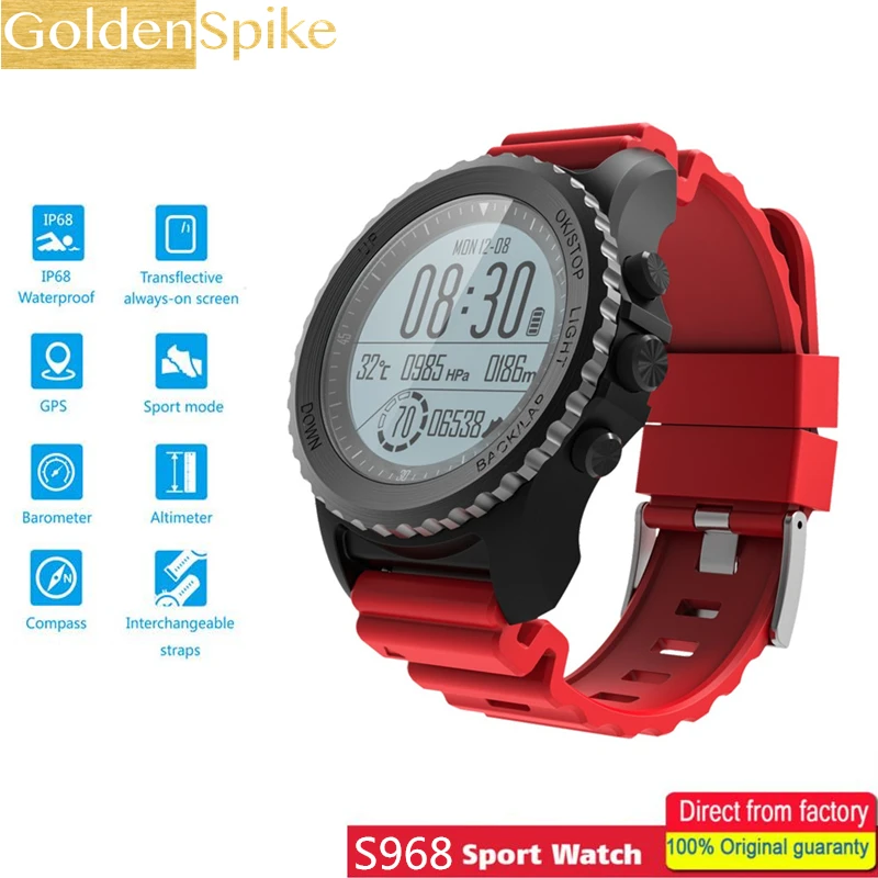 

S968 GPS Sport Smart Watch Climb Ride RUN G-sensor Heart Rate ECG Pressure Temperature Height Waterproof Bluetooth Wristwatch