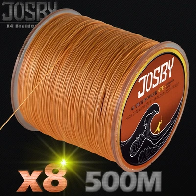 JOSBY 500 м 8X рыболовная брендовая супер прочная японская многонитевая ПЭ плетеная рыболовная леска 8 нитей 12LBS-78LBS ловля карпа - Цвет: Лиловый