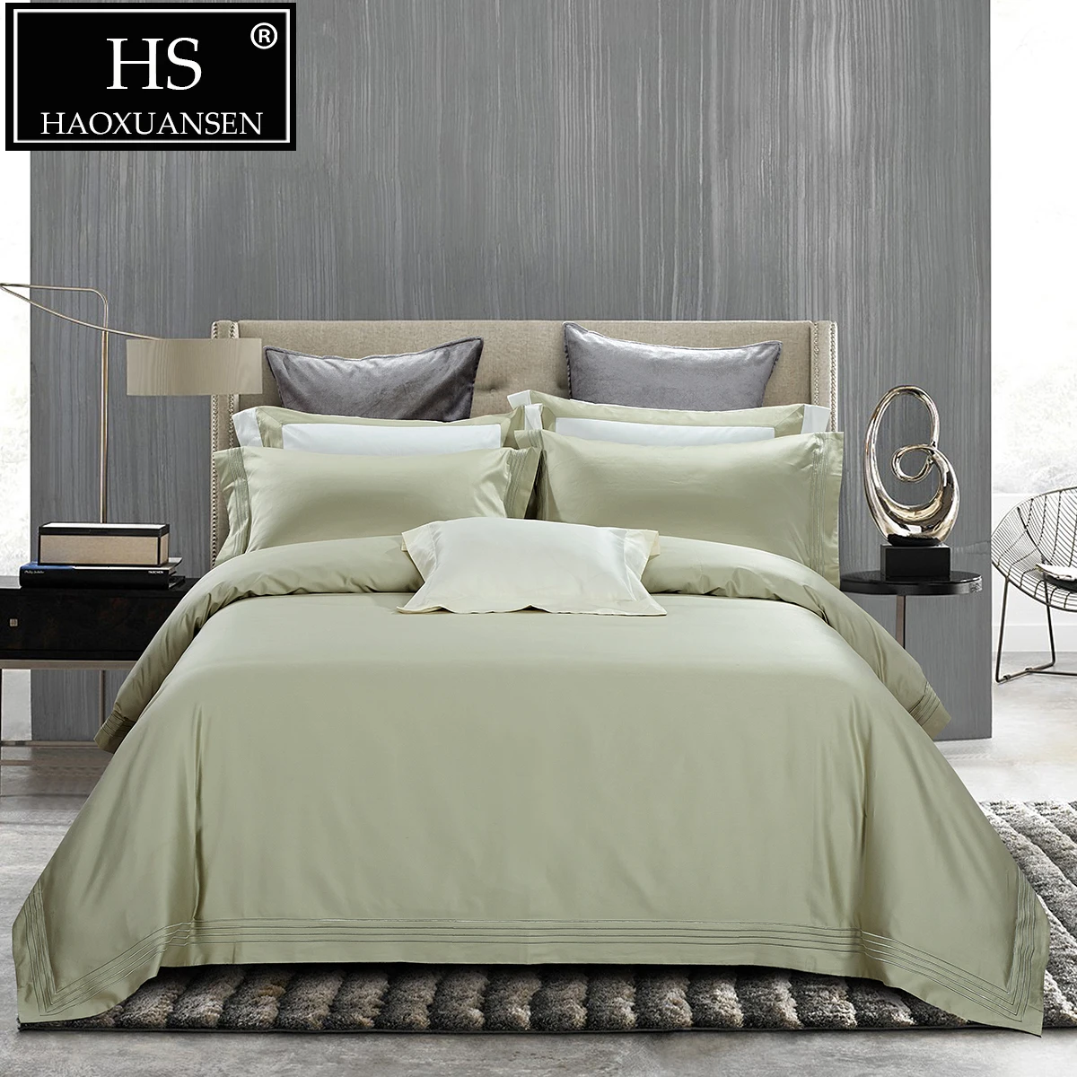 

Luxury High-end 650 Thread Count Embroidery 4pcs Bedding Set 100% Egyptian Cotton Bed Linens Queen King Size Sheets Set