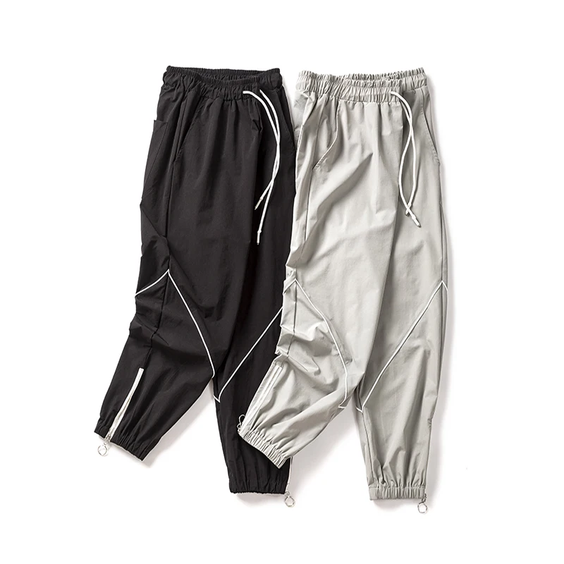 Fashion Casual Men's Trousers Spring And Autumn New M-2XL Stitching Loose Trousers Black Gray Personality Youth Popular