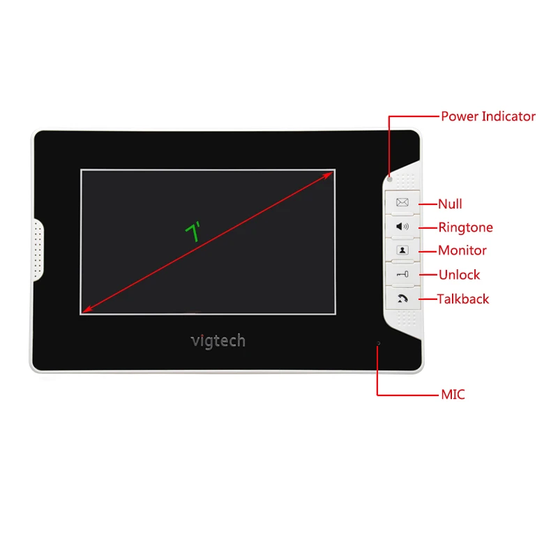 Vigtech7'' видеодомофон спикерфон домофон система белый монитор открытый с водонепроницаемой и ИК-камерой