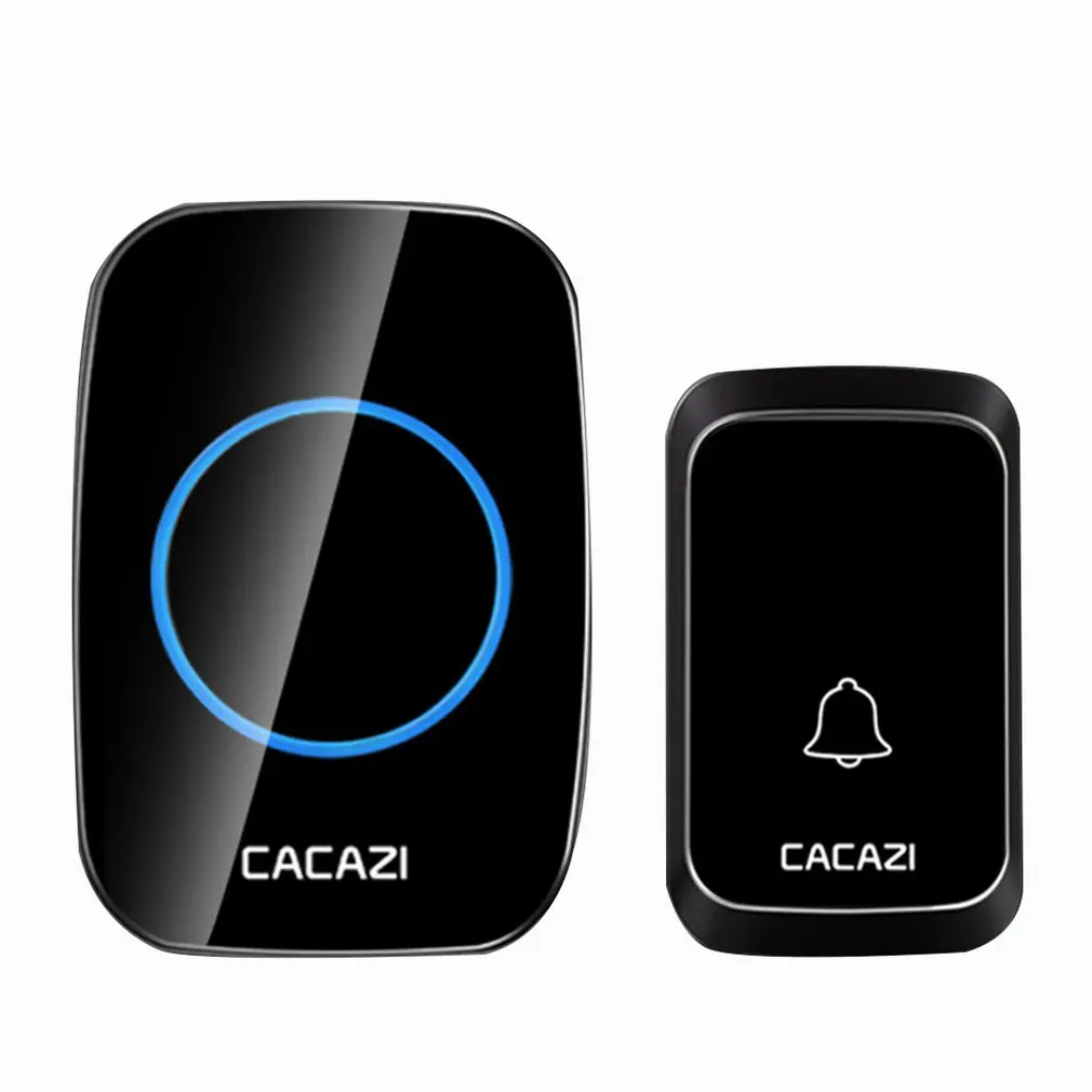 

Cacazi A60 Waterproof Wireless Doorbell LED Light Battery Button 58 Chime Home Cordless Calling Bell 300M Remote Control