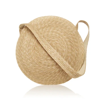 

FGGS Designer Women Messenger Bag Vintage Travel Handbags Big Circle Straw Bag Luxury Women Summer Bags for Large Beach bag