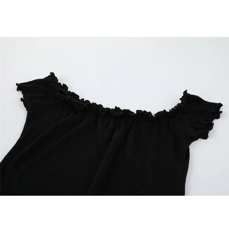 2018 Fashion summer dress women Off Shoulder Mini Dress Ladies Short Sleeve Crimping Party Black Dress vestido de festa J27#N (6)