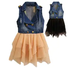 Вечерние платья для девочек; платье-пачка из джинсовой ткани для детей; одежда для детей