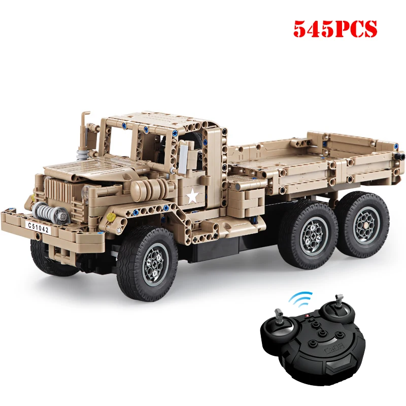 

Military Technic Remote Control Truck Building Blocks Compatible Legoing WW2 Army Weapon RC Speed Car Brick Toys For Child Gifts