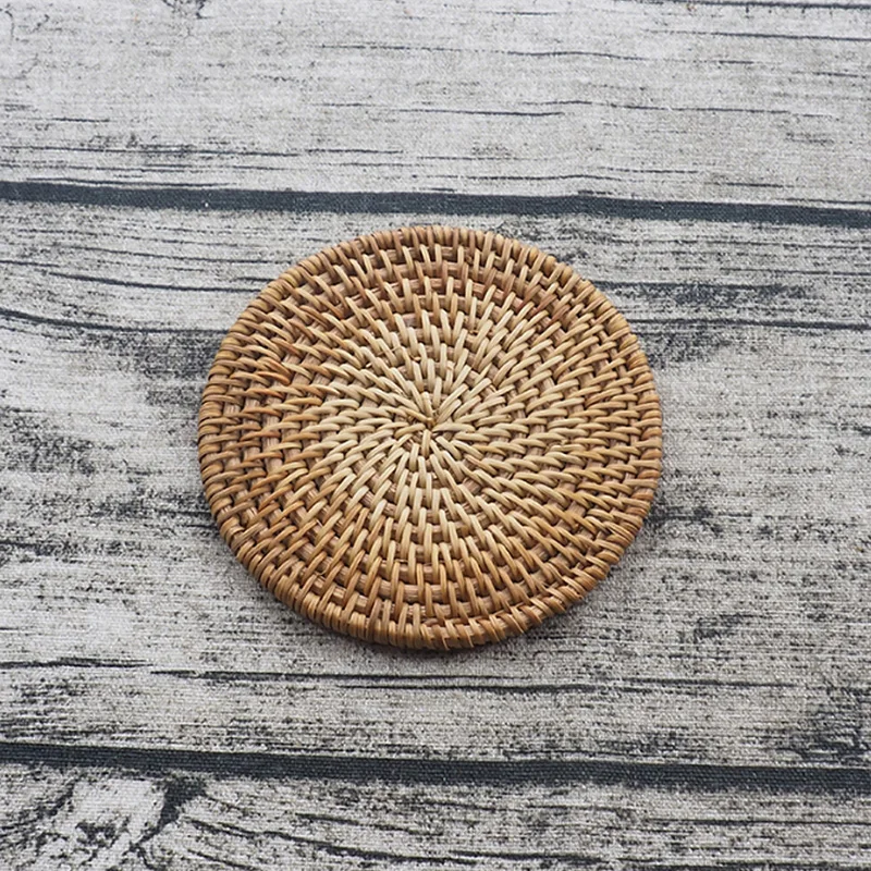  Coasters Placemat Pad Kitchen Table Mats rattan coaster Bowl Mats Padding Mat Insulation Pad Round 