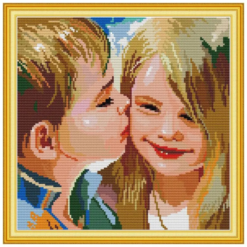 

OOTDTY Boy Girl DIY Handmade Needlework Counted 14CT Printed Cross Stitch Embroidery Kit Set Home Decoration
