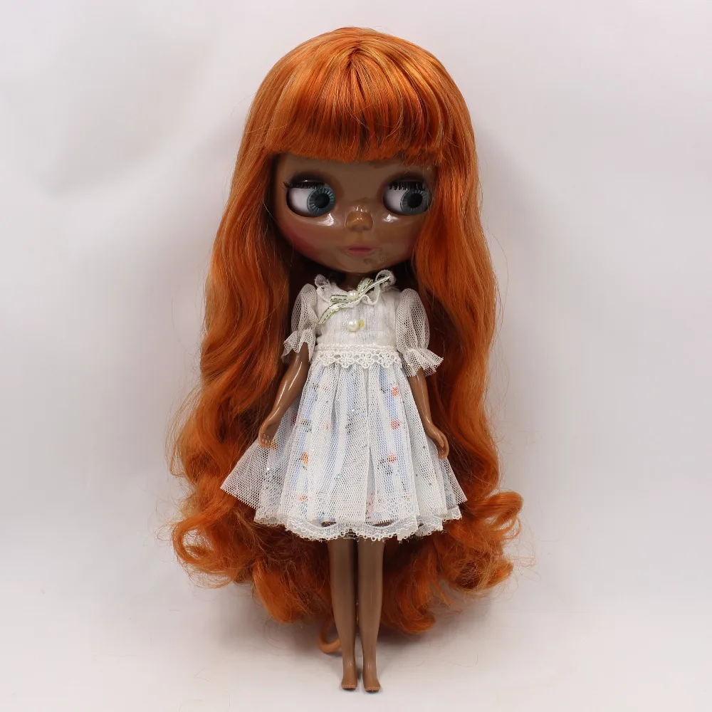 

fortune days factory blyth doll super black skin tone darkest skin brown mix orange hair BL764A/1207 normal body 1/6 30cm