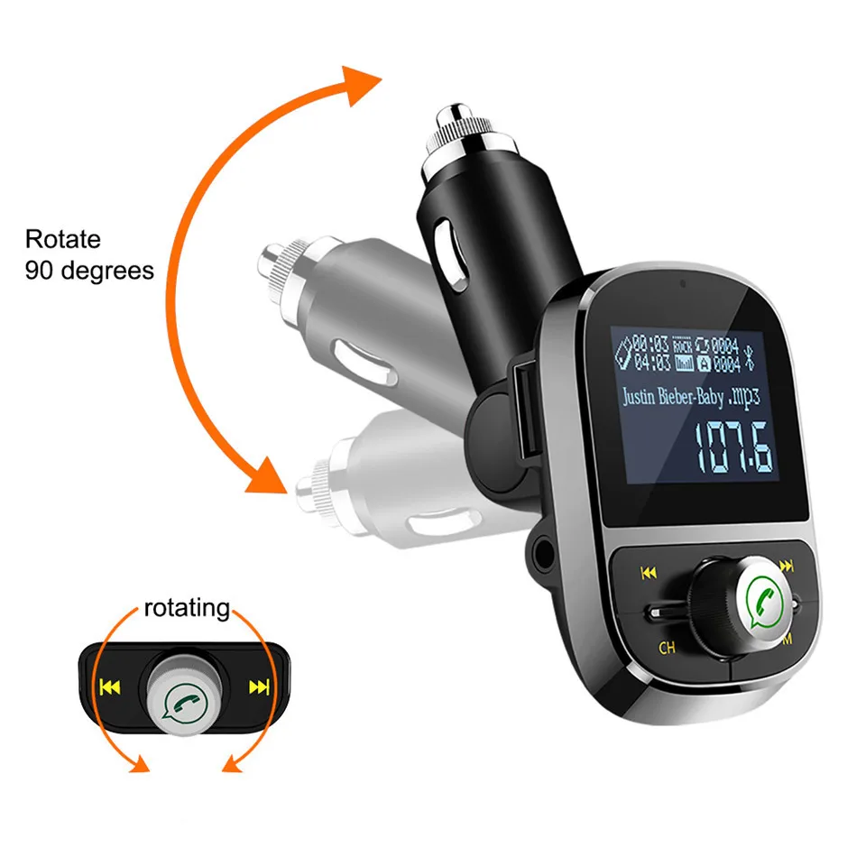 Bluetooth FM Transmitter Audio Car Mp3 Player Wireless In-Car FM Modulator Handsfree Bluetooth Car Kit with LCD Display (2)