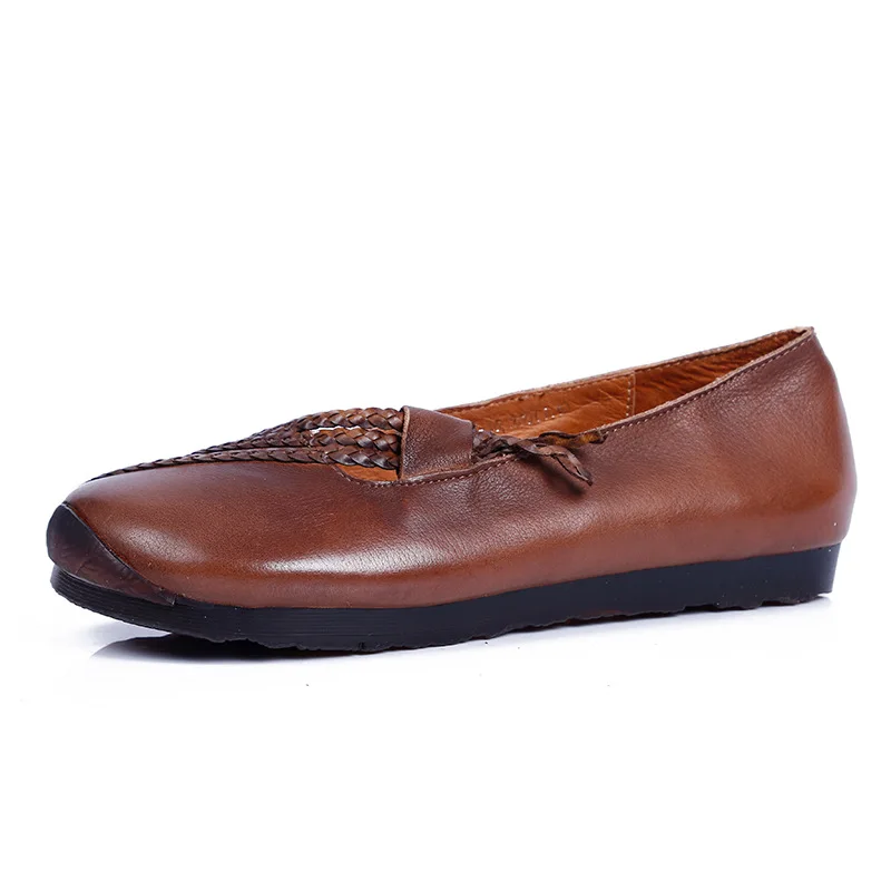 Franja 2019 coffee Retro De Mujer Redondo otoño Johnature Dedo Sólido Cuero Nuevo Casuales Genuino Primavera Zapatos Pie Plana Marrón Plataforma Del Superficial 61xdOq
